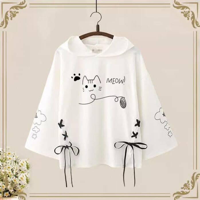猫さんプリントが可愛いゆるめ地雷系パーカー