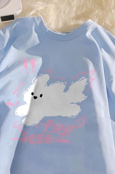 地雷系ゆったりめビックプリントTシャツ