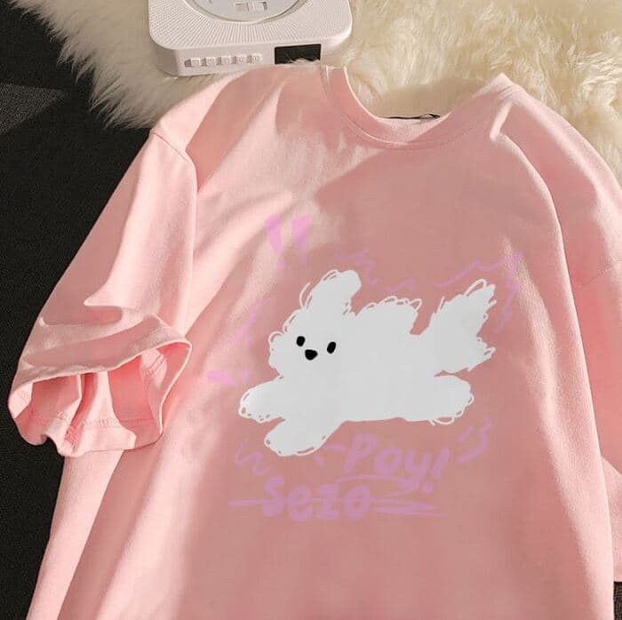 地雷系ゆったりめビックプリントTシャツ