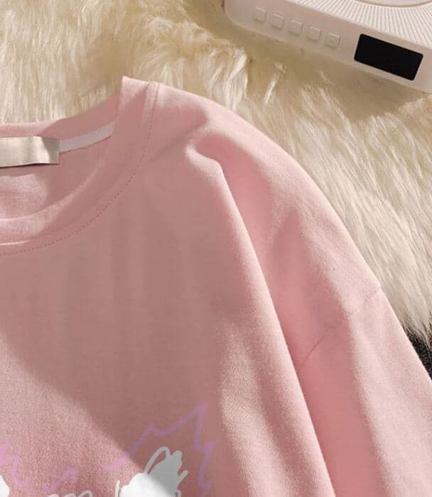 地雷系ゆったりめビックプリントTシャツ