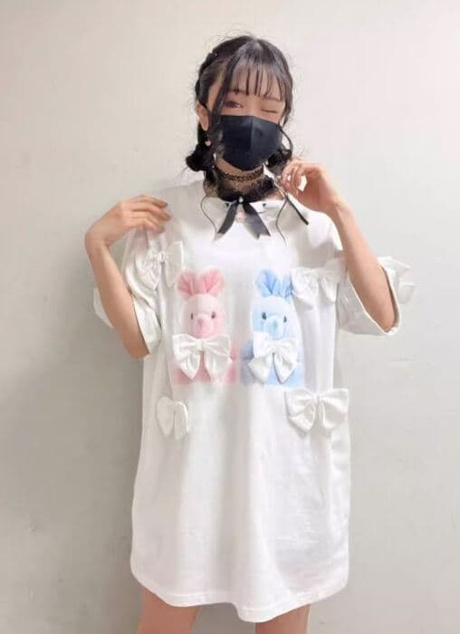 リボンだらけ！うざきプリント地雷系Tシャツ