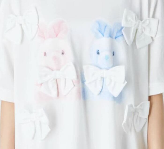リボンだらけ！うざきプリント地雷系Tシャツ