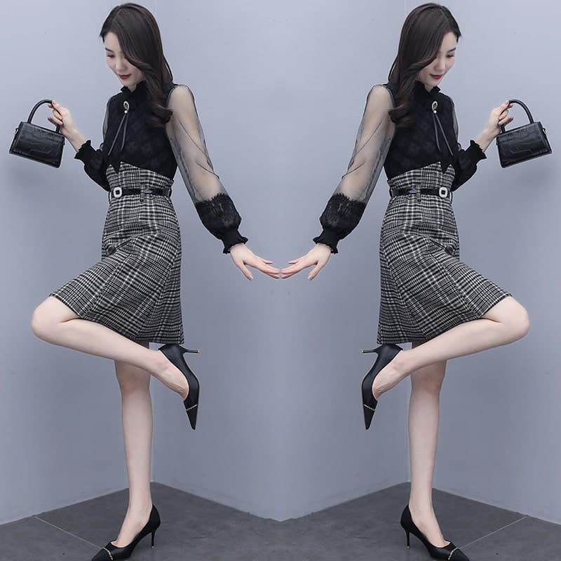 地雷系ファッション大人っぽいワンピース 透け袖