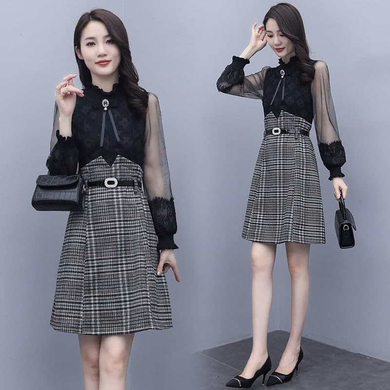 地雷系ファッション大人っぽいワンピース 透け袖