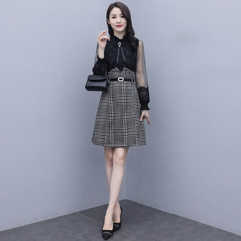 地雷系ファッション大人っぽいワンピース 透け袖