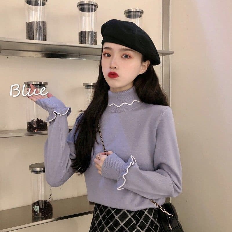 地雷系ファッション長袖スリムセーター