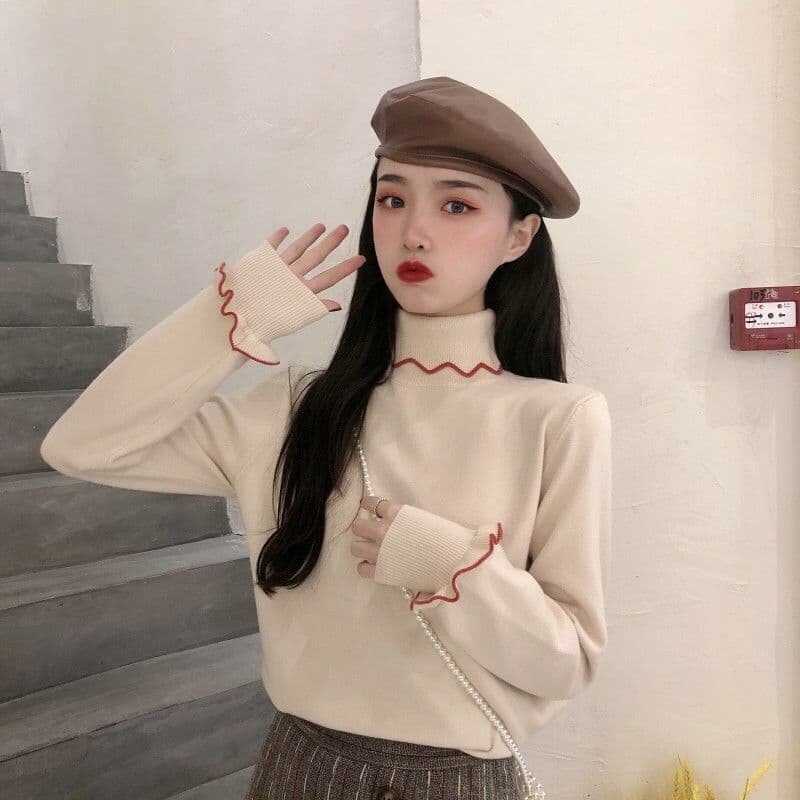 地雷系ファッション長袖スリムセーター