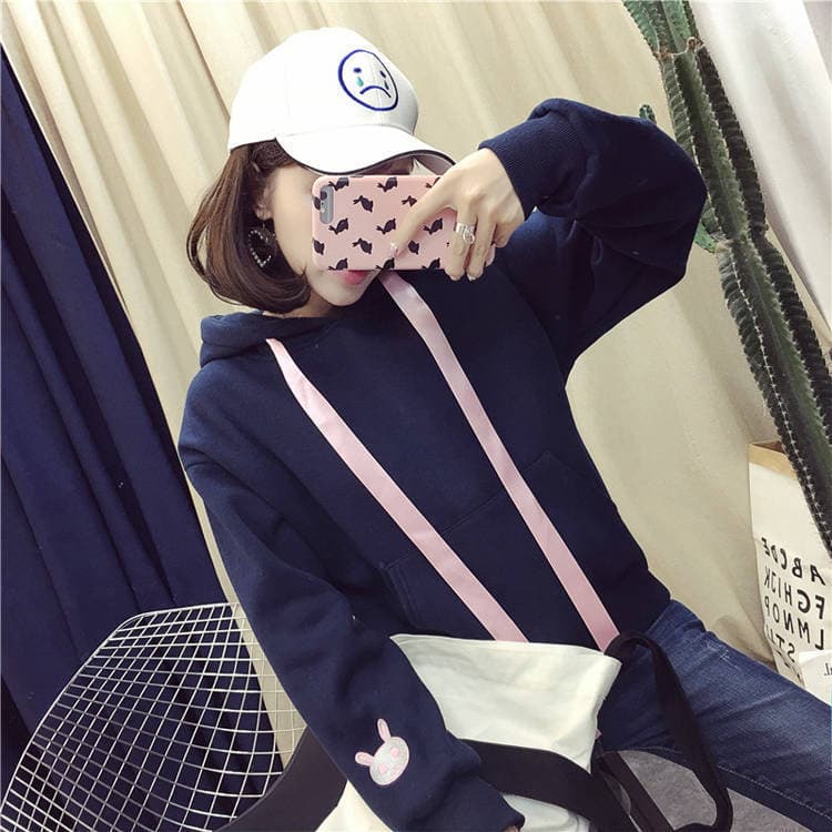 地雷系ファッションうさぎフードがかわいいパーカー