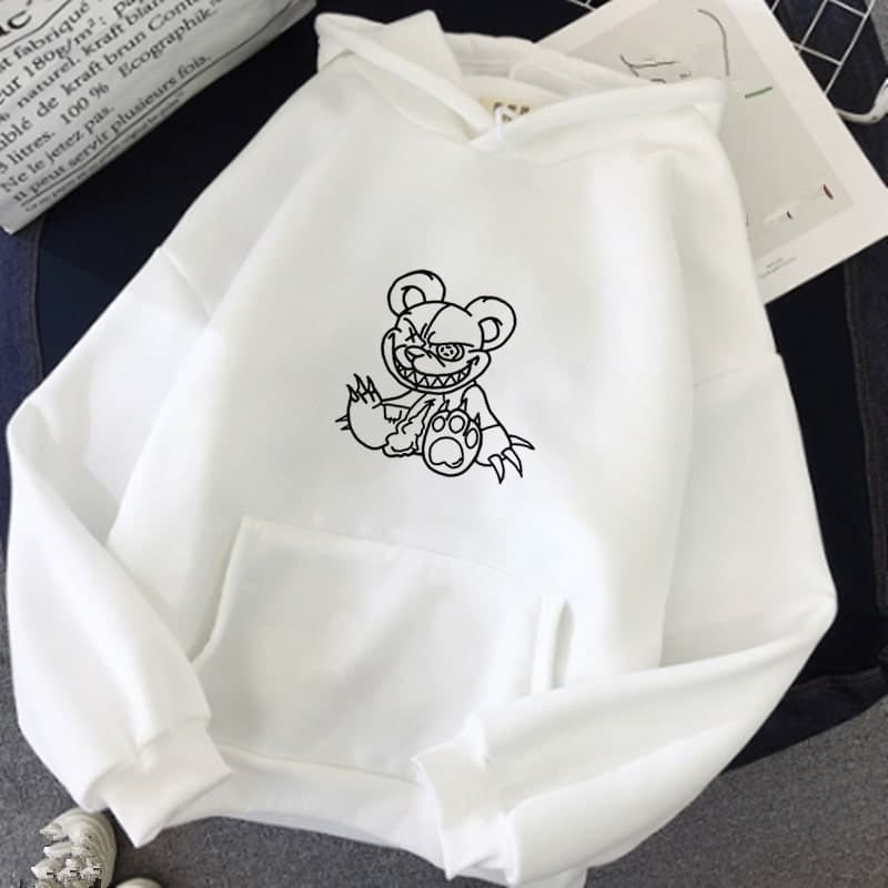 地雷系ファッションクマキャラプリントパーカー