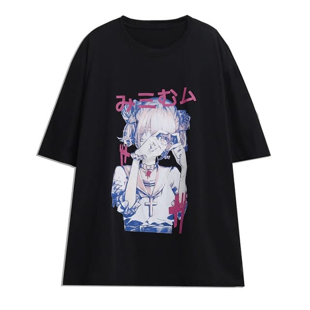 地雷系ファッション原宿風女の子プリントTシャツ