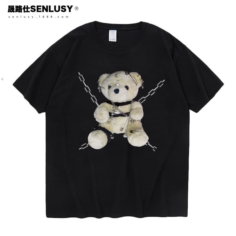 地雷系ファッション クマプリントTシャツ