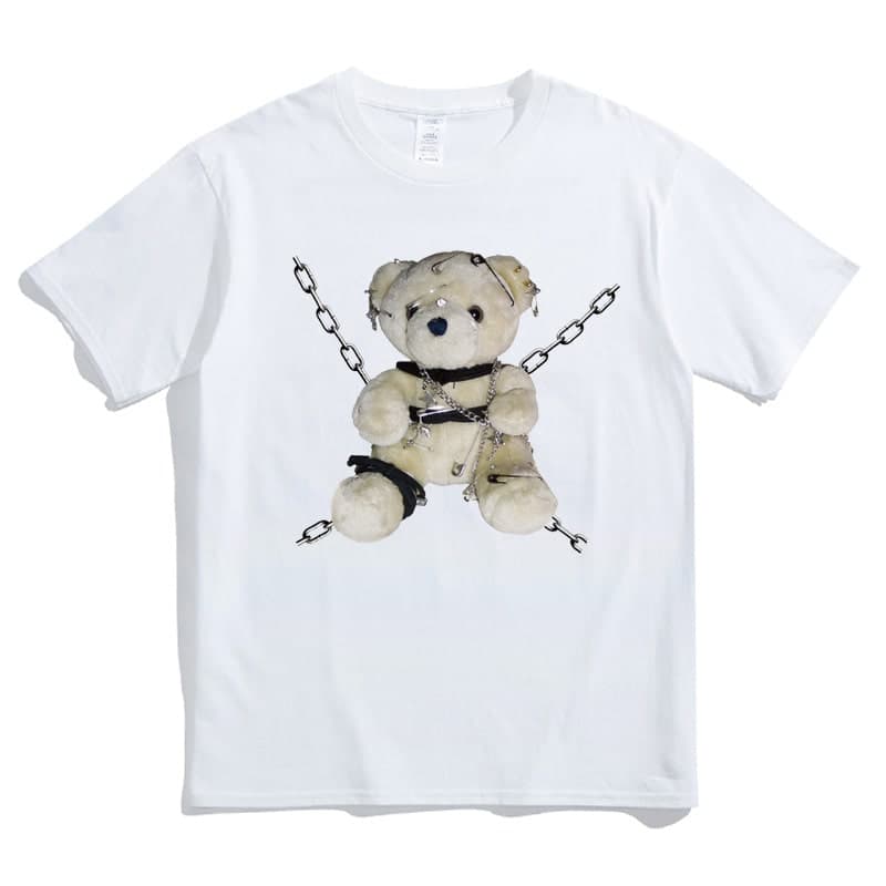 地雷系ファッション クマプリントTシャツ
