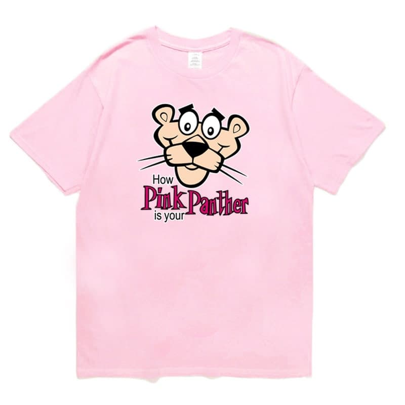 地雷系ファッションピンクパンサープリントTシャツ