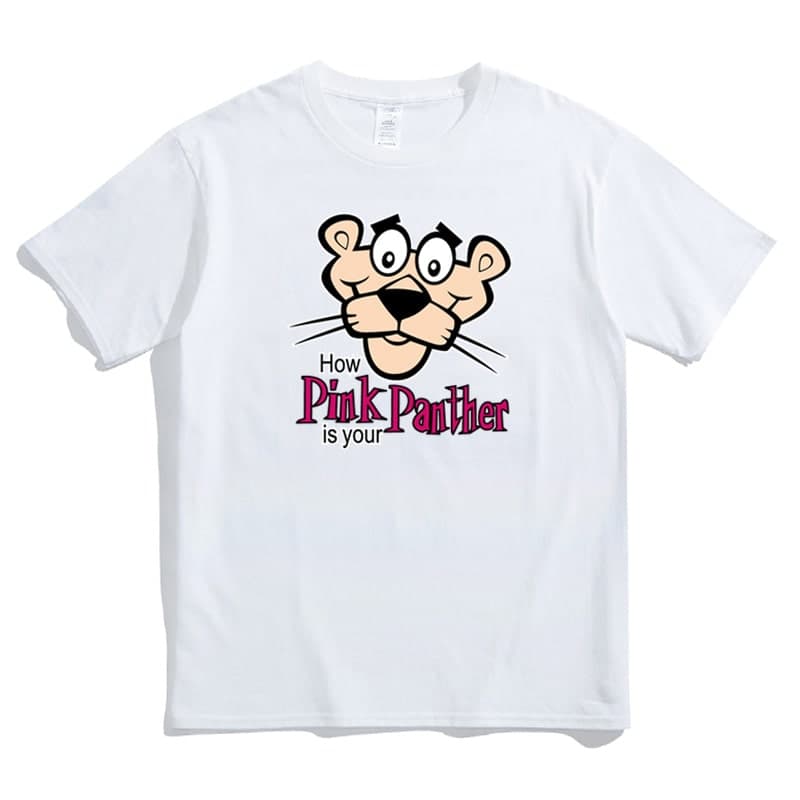 地雷系ファッションピンクパンサープリントTシャツ
