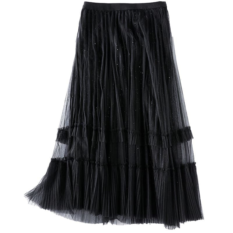 地雷系ファッションレーススパンコールスカート