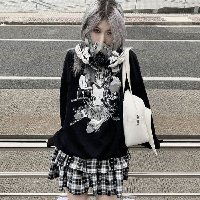 ゴスロリ地雷系プリントTシャツ