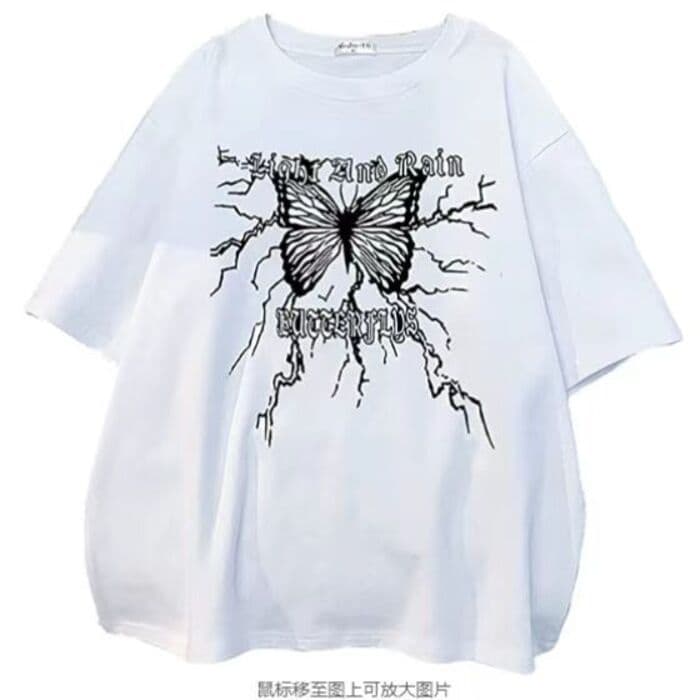 地雷系ブラックメタルプリントTシャツ