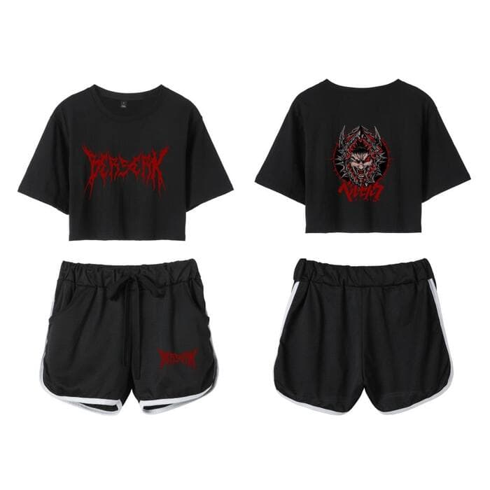 パンクロゴプリント地雷系Tシャツ&ショートパンツ