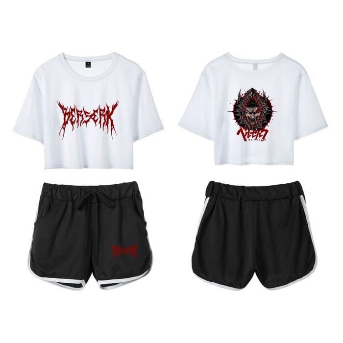 パンクロゴプリント地雷系Tシャツ&ショートパンツ