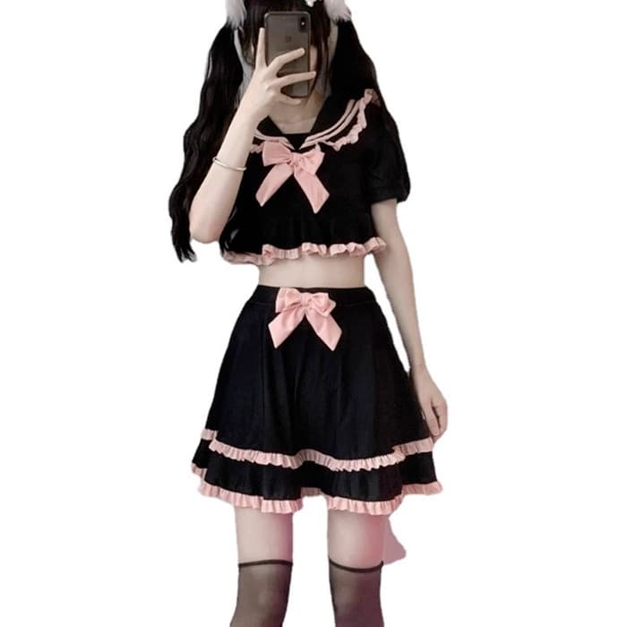 地雷系JK黒制服セットアップ水着