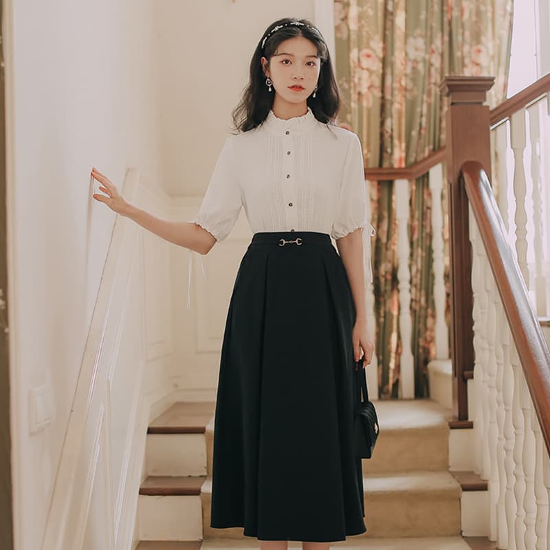 地雷系ファッション ミドル丈シンプルスカート