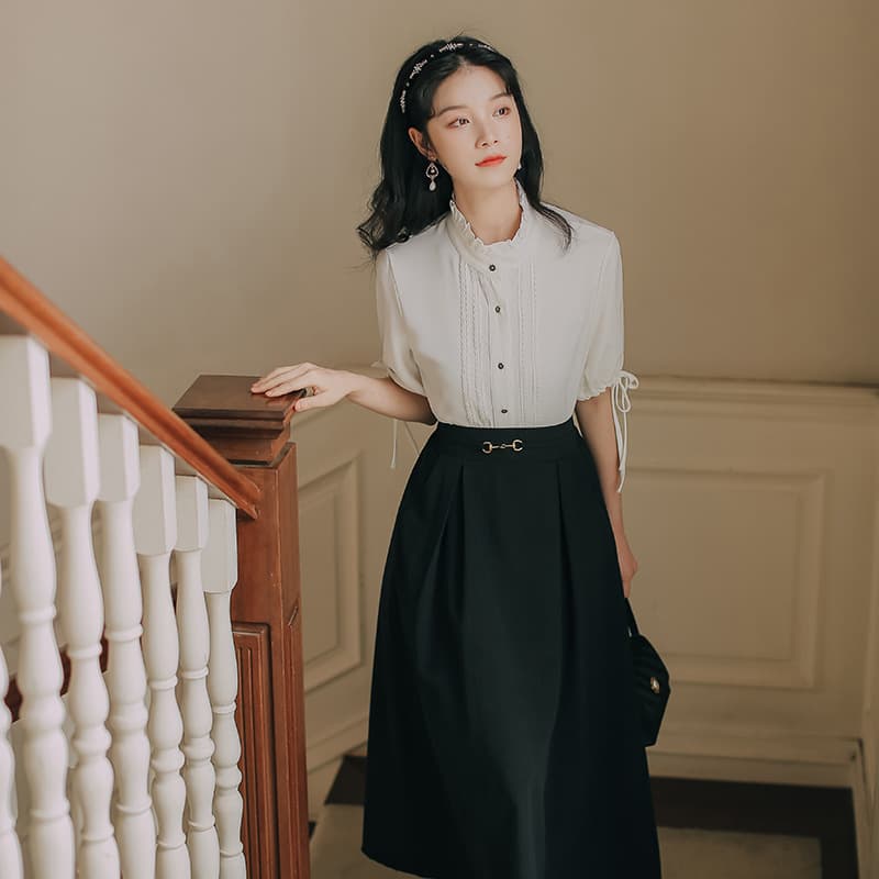 地雷系ファッション ミドル丈シンプルスカート