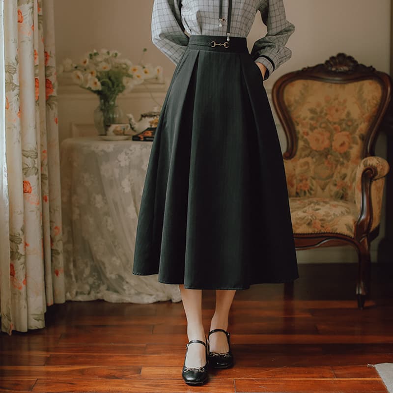 地雷系ファッション ミドル丈シンプルスカート