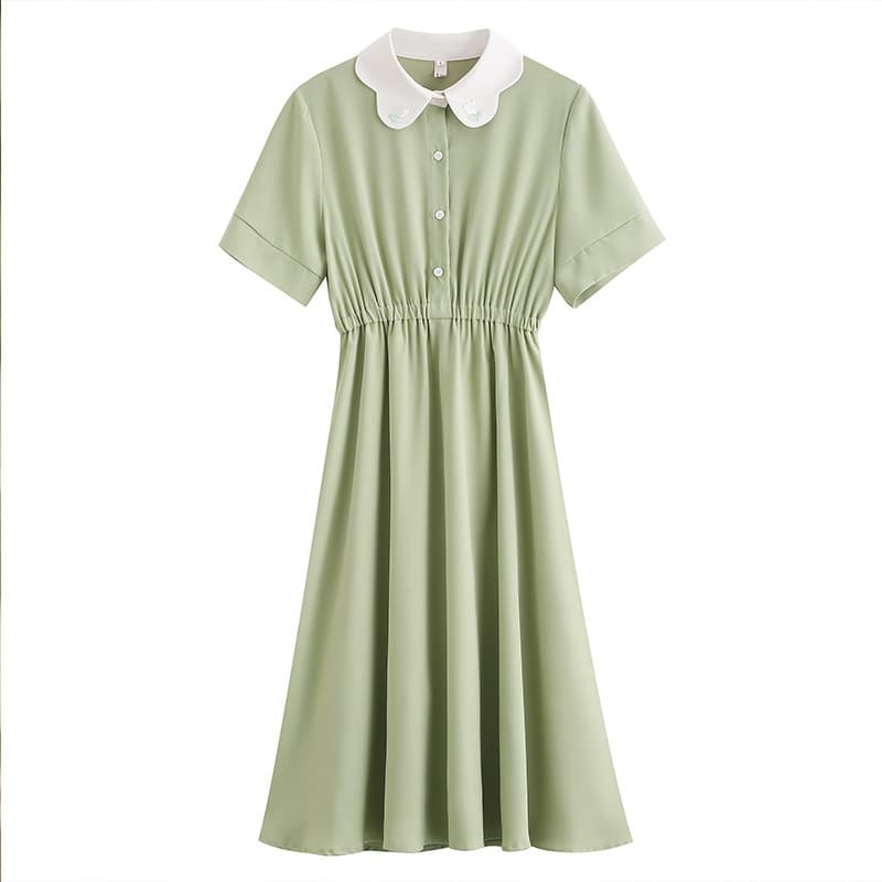 地雷系ファッション半袖ワンピース リボン付きお嬢様ワンピース