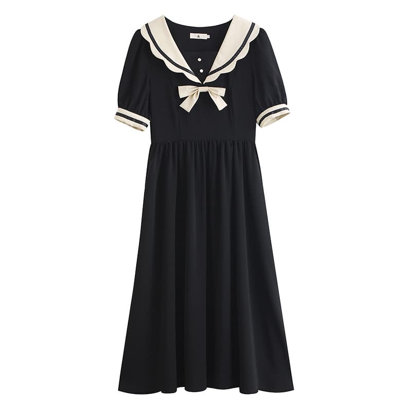 地雷系ファッションワンピース フランス風襟付きドレス