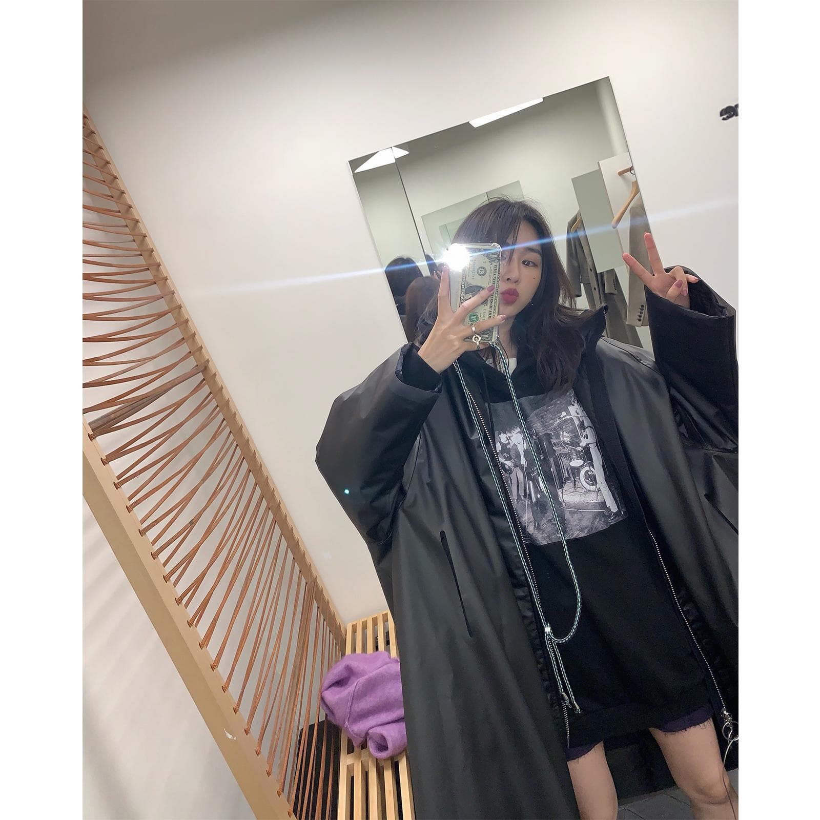 地雷系ファッション ミドル丈ストリート長袖Tシャツ/トレーナー