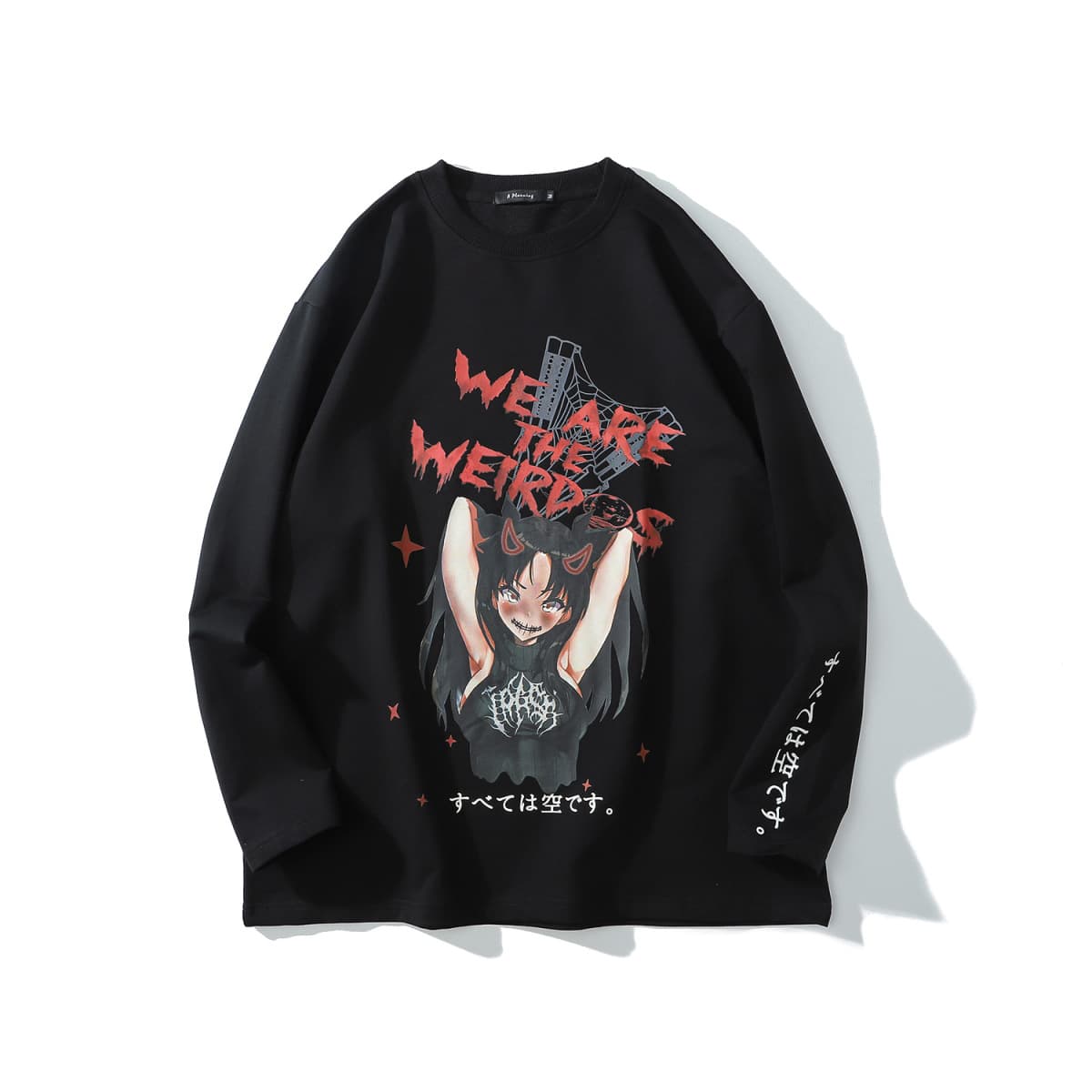 地雷系ファッション ストリート系ダーク長袖Tシャツ