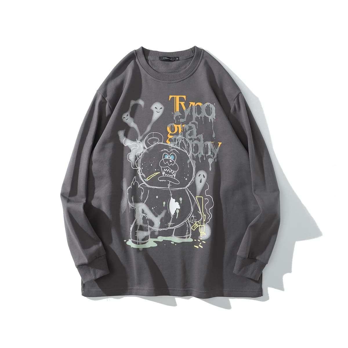 地雷系ファッション ラウンドネックルーズ長袖Tシャツ