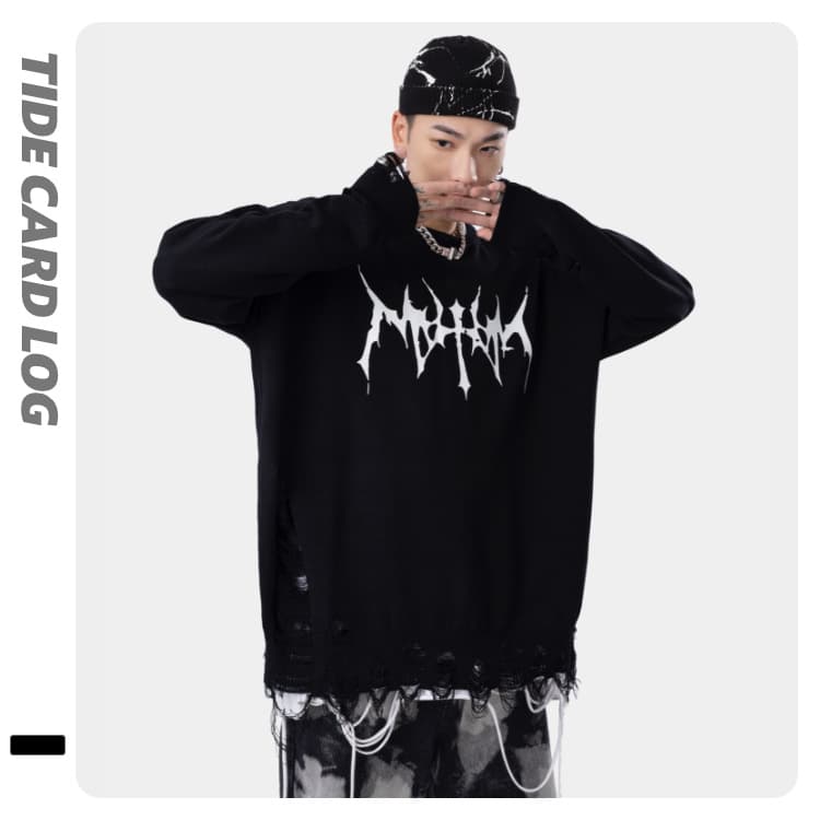 地雷系ファッション デザインルーズセーター