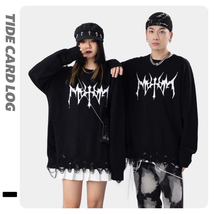 地雷系ファッション デザインルーズセーター