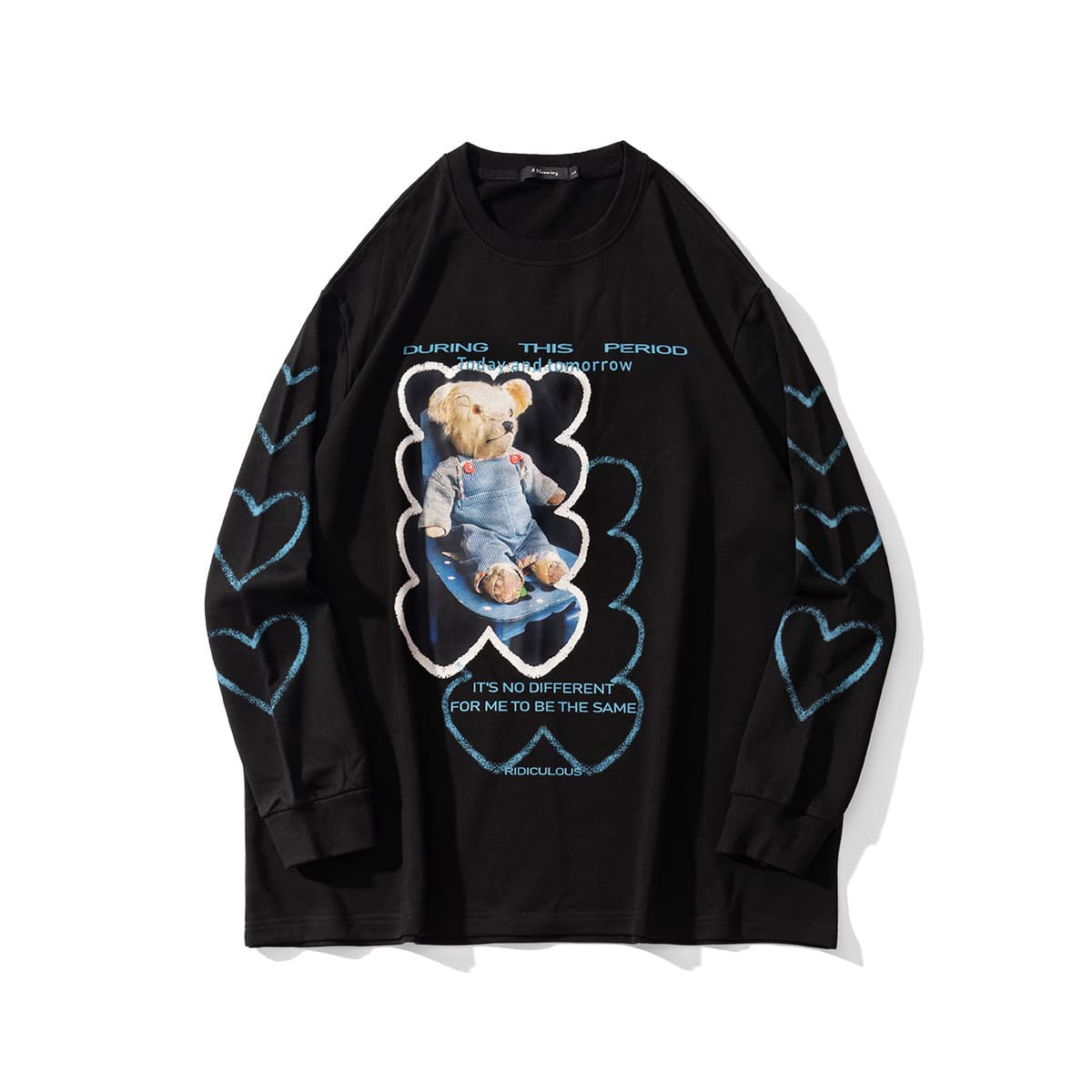地雷系ファッション ルーズラウンドネックプルオーバーTシャツ
