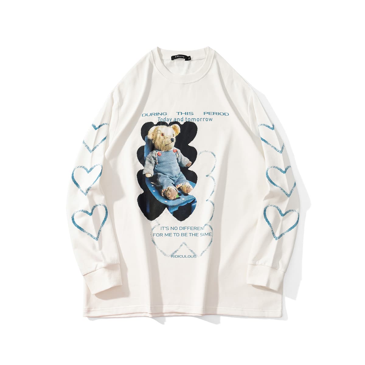 地雷系ファッション ルーズラウンドネックプルオーバーTシャツ