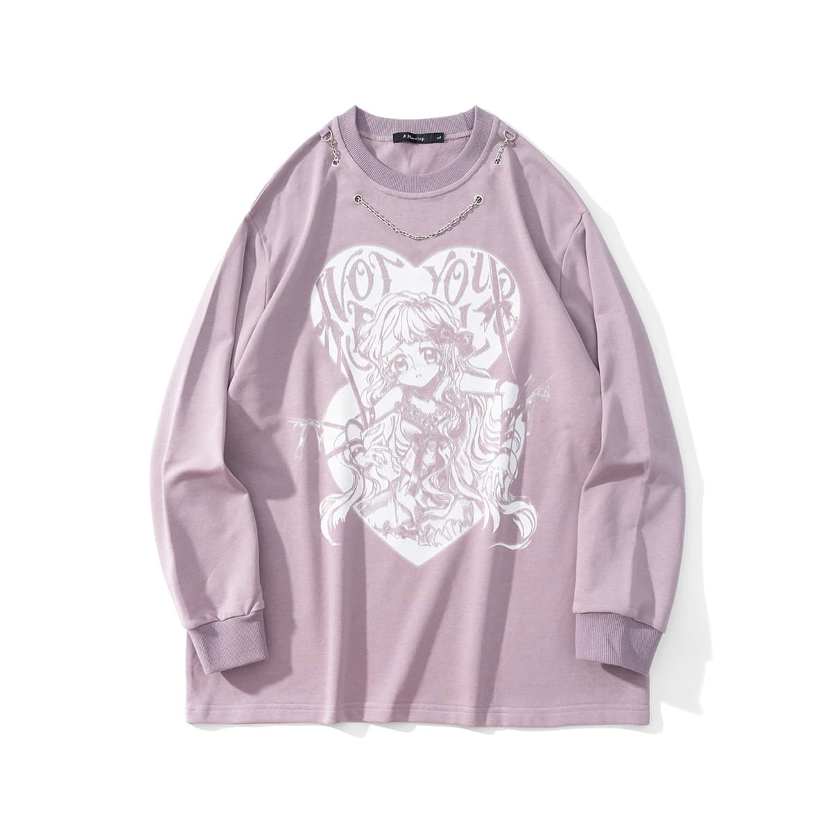 地雷系ファッション 漫画の女の子プリント長袖Tシャツ