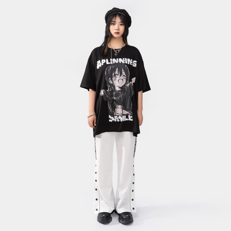 地雷系ファッション 原宿風アニメ漫画Tシャツ