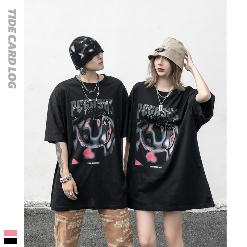 地雷系ファッション ダークルーズ半袖Tシャツ