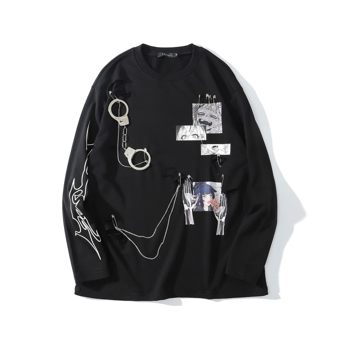 地雷系ファッション 原宿ダーク系長袖Tシャツ