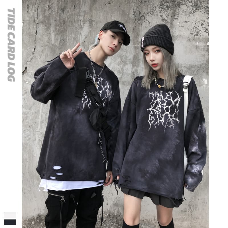 地雷系ファッション ダーク系ストリート風Tシャツ