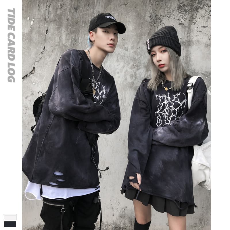 地雷系ファッション ダーク系ストリート風Tシャツ