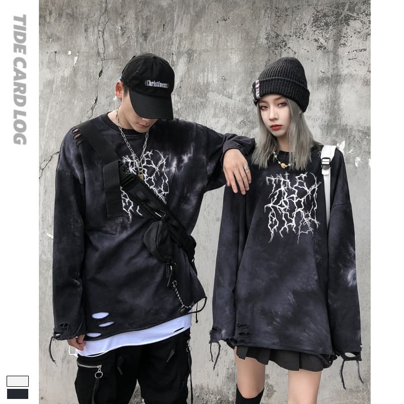 地雷系ファッション ダーク系ストリート風Tシャツ