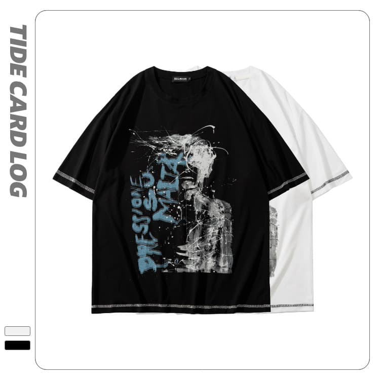 地雷系ファッション ダーク系ストリート風 半袖Tシャツ