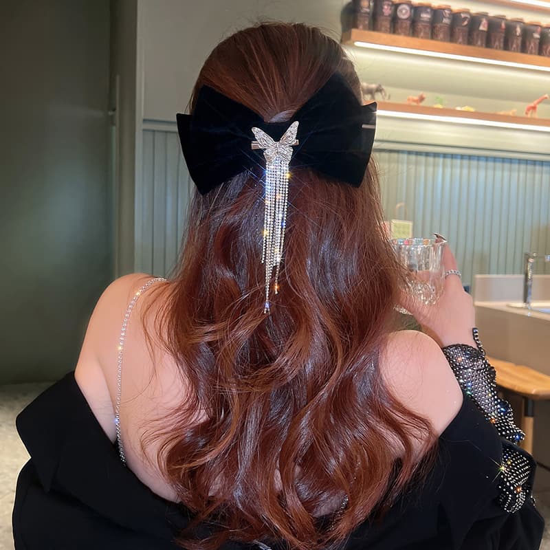 地雷系ファッション 大型ヘアピン バタフライリボン