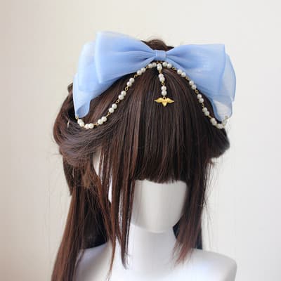 地雷系ファッション ラブリーロリータ 大型 カラフルリボンヘアピン
