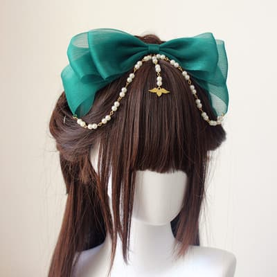 地雷系ファッション ラブリーロリータ 大型 カラフルリボンヘアピン
