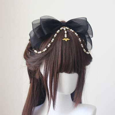 地雷系ファッション ラブリーロリータ 大型 カラフルリボンヘアピン