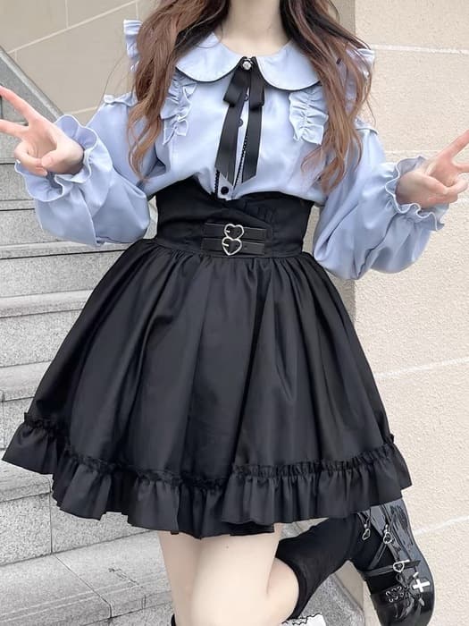 地雷系ファッション ハートベルト フリルスカート