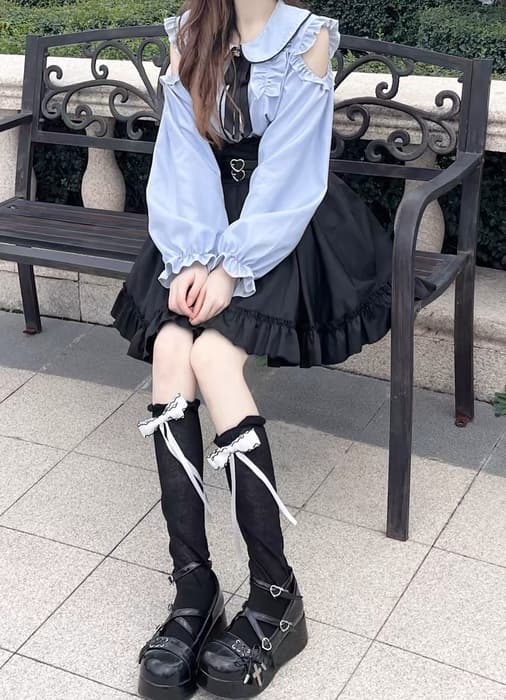 地雷系ファッション ハートベルト フリルスカート